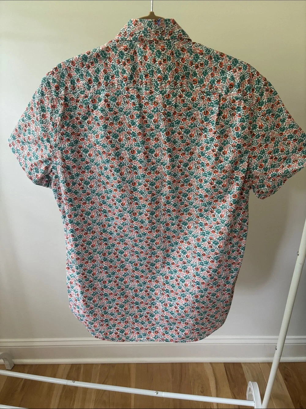J. Crew Men's Short-Sleeve Floral Button-Down Shirt in Coral & Teal